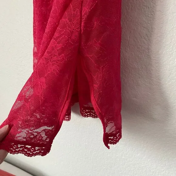 Victoria’s Secret Red Chemise Nylon Stretchy Lace Nightgown Lingerie Size XS - Picture 6 of 10